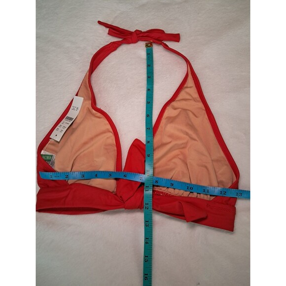 J.Crew DD Halter Tie Neck Bikini Top Red Lined BY633 Beach Swim Size M NWT - Picture 5 of 6